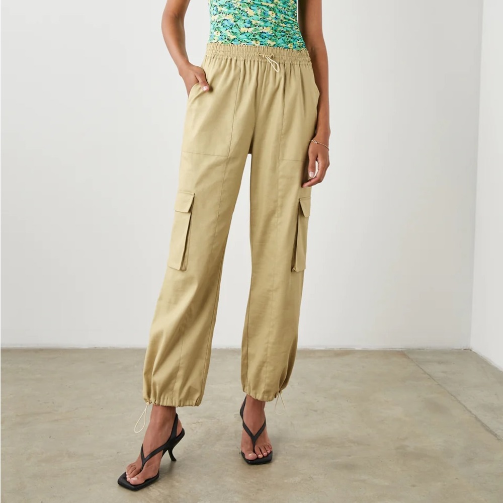 Rails Ollie Pant in Ochre Linen Blend Cargo Beige Women's Size Large